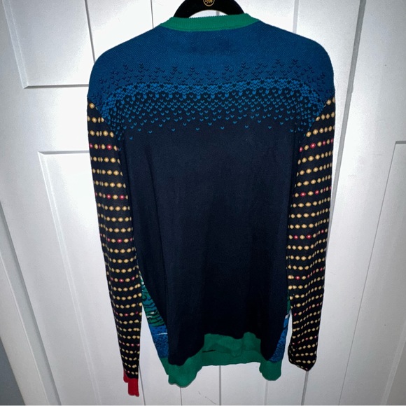 Ugly Festive Blue and Green Crewneck Sweater with Christmas Lights - Picture 4 of 6